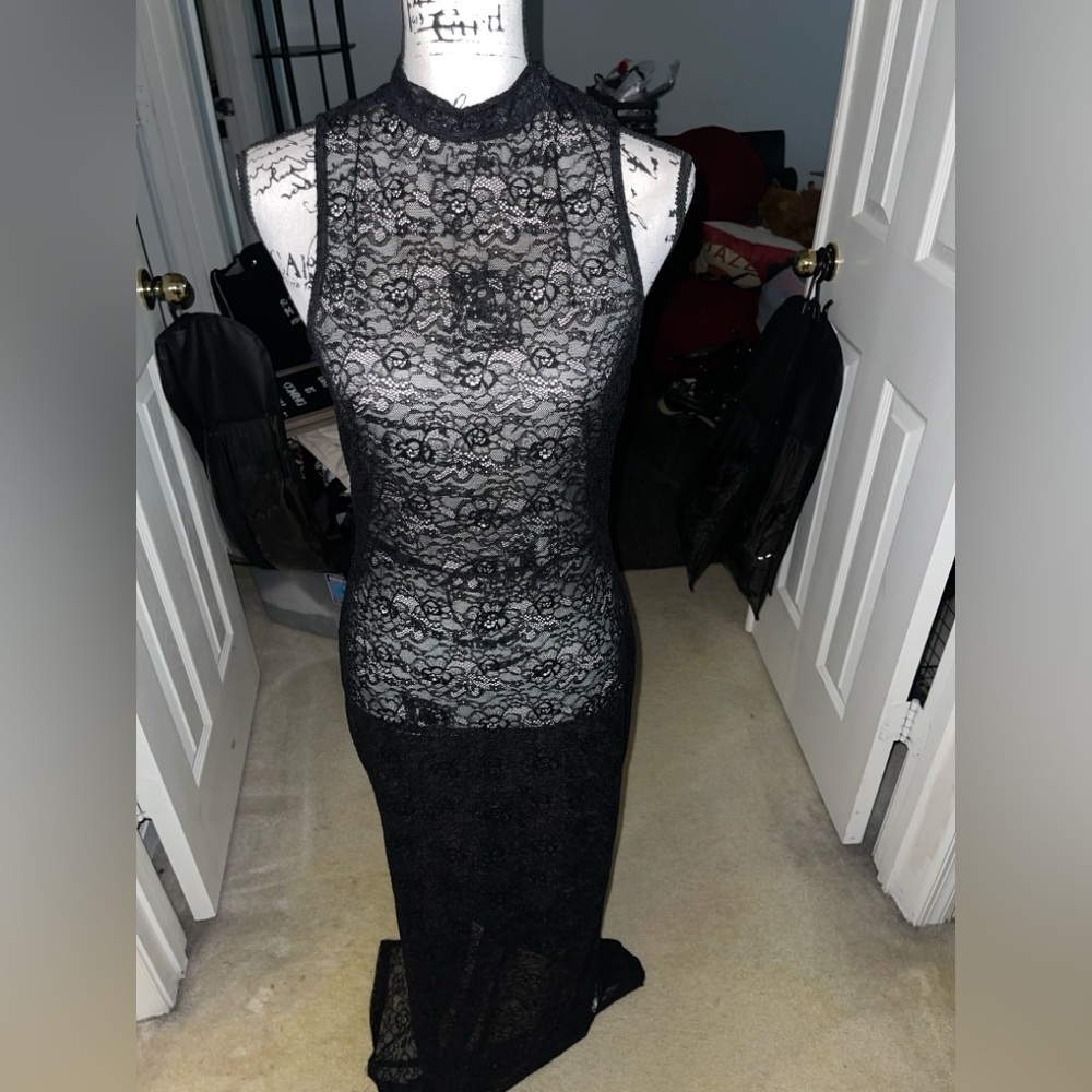 AKIRA Black Silver Bodycon Cocktail Dress